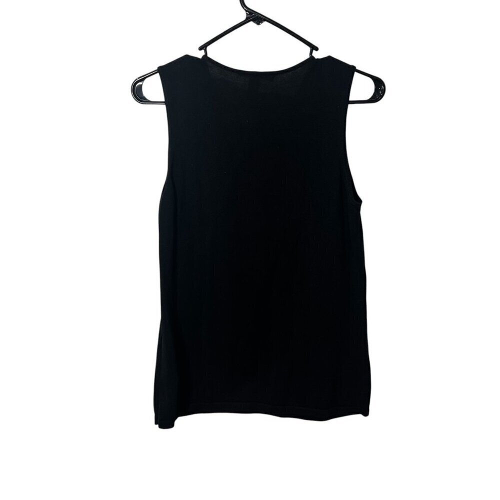 Lauren Ralph Lauren Black Sleeveless Top With Ruffle Front Detail size medium - Picture 3 of 4